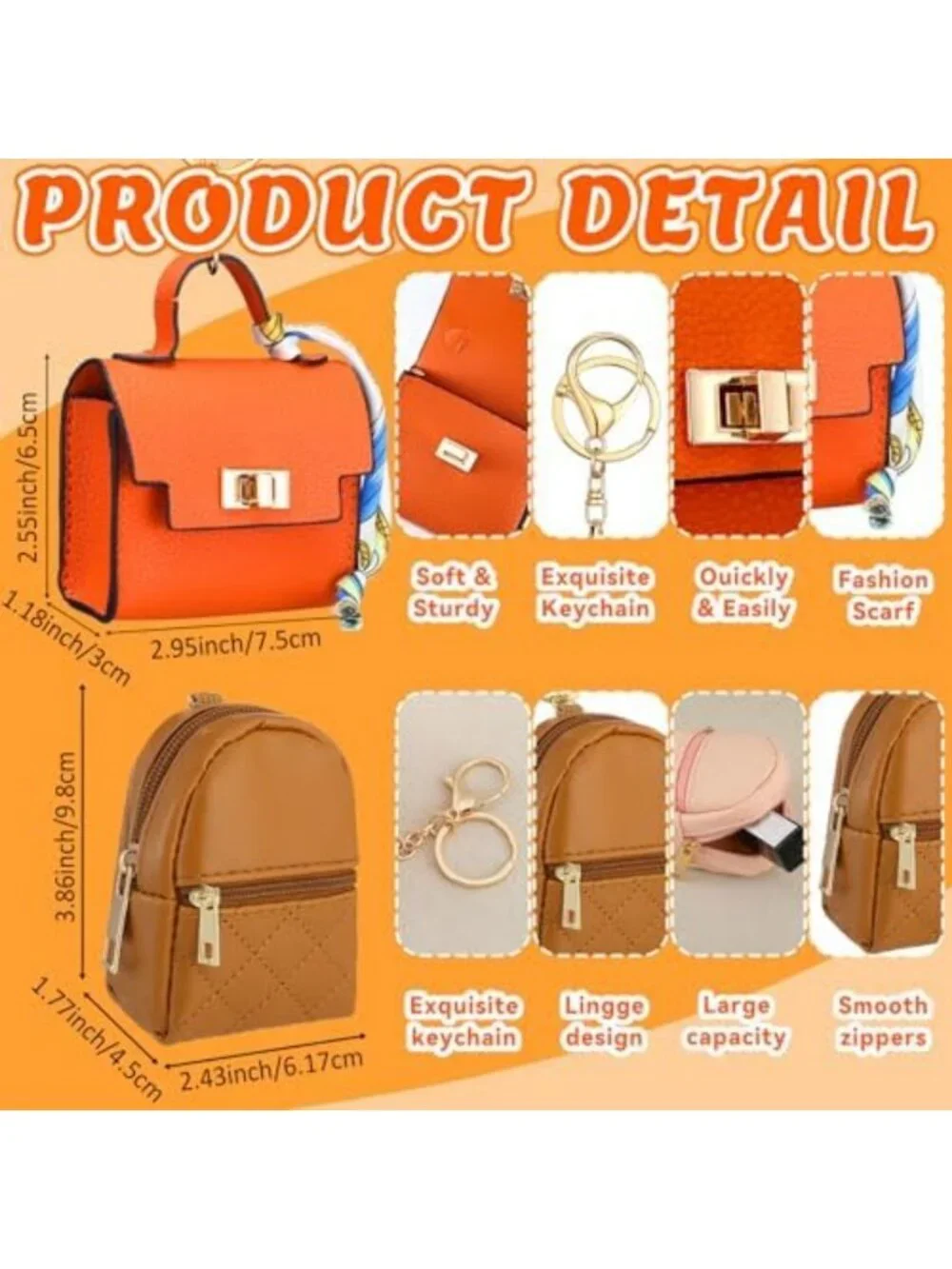 Cute Mini Backpack Keychain Set - 8 Pcs Bag Charms, Coin Purse & Wallet Gifts